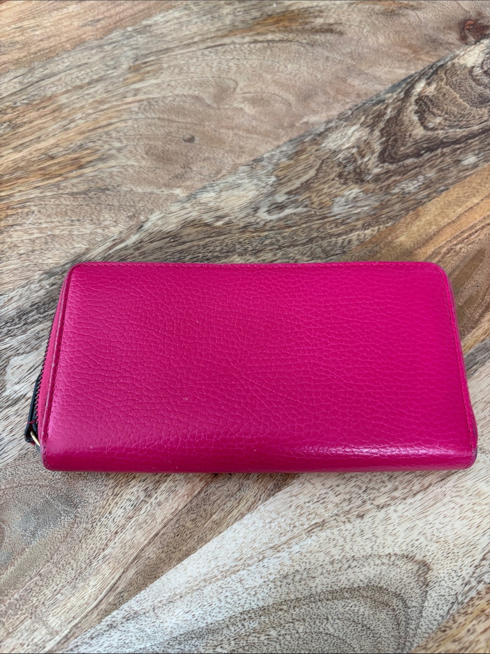 Gucci Hot Pink Leather Butterfly Zip-Around Wallet with Gold Hardware - Picture 3 of 4